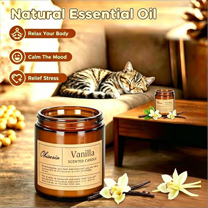 Candles for Home Scented, 2 Pack Scented Candles for Stress Relief & Self-Care, Aromatherapy Candle for Men and Women Birthday, Soy Sleep Jar Candle Set(Coffee & Vanilla)