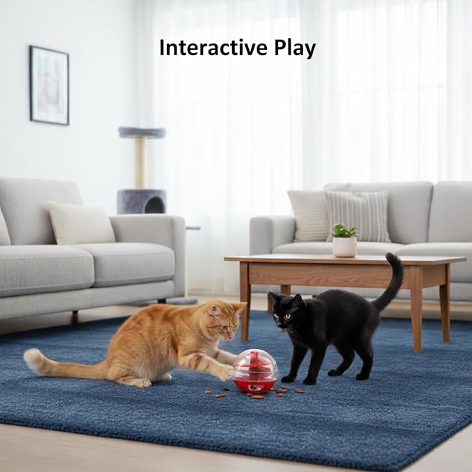 2Pcs Cat Treat Dispenser Toy, Interactive Cat Treat Ball for Cats, Plastic Pet Food Ball for Cats Kitten Training, Adjustable Leakage Mouth, Small 2 x 2in