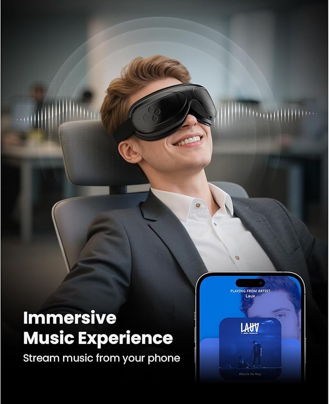 BOB AND BRAD Eye Massager, EyeOasis 2 Temple Massager with Heat, Smart Eye Mask Massage for Migraine with BT Music, Reduce Dry Eyes Improve Sleep, Christmas Birthday Gifts for Women Men Dad