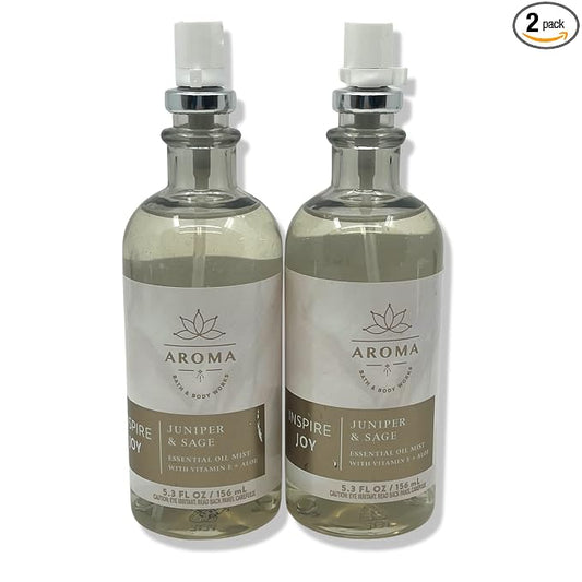 Bath & Body Works Aromatherapy Juniper & SAGE Essential Oil Mist 5.3oz (2 Pack)