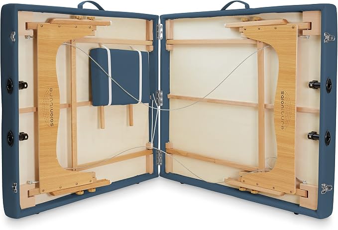 Saloniture Portable Physical Therapy Massage Table - Low to Ground Stretching Treatment Mat Platform - Blue