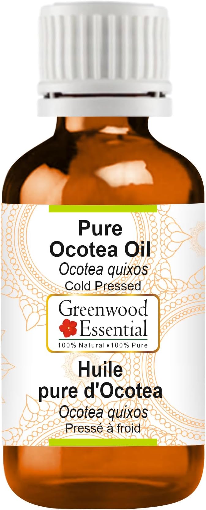 Greenwood Essential Ocotea Oil (Ocotea quixos) | Cold Pressed | Natural | Undiluted | For Diluting Essential Oils | For Skin & Massage | Men & Women | 10ml (0.33 oz)