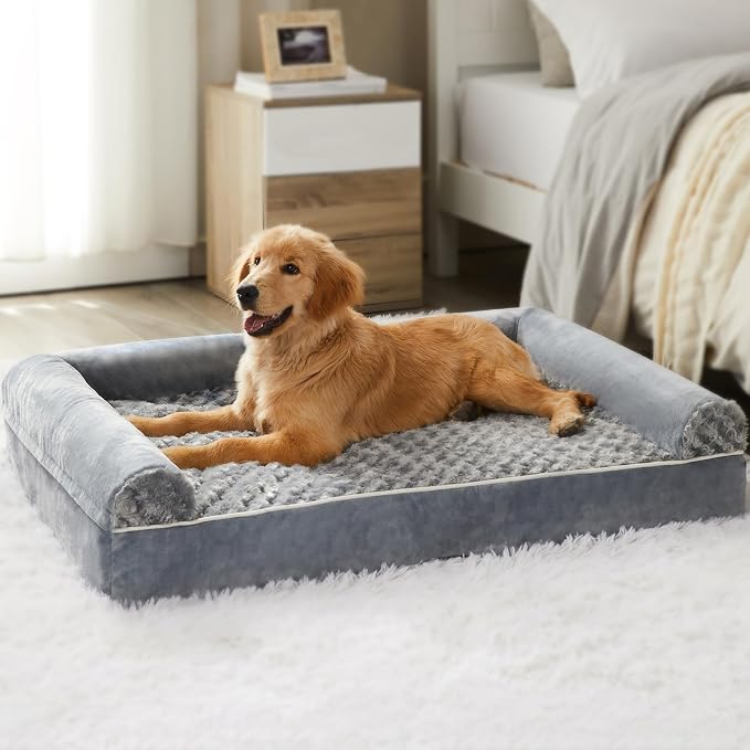 BFPETHOME Orthopedic Washable Dog Beds Large Sized Senior Dog for Comfy Sleeping with Removable Cover, Waterproof Big Soft Pet Couch Bed for Dogs Relax (Pack of 2)