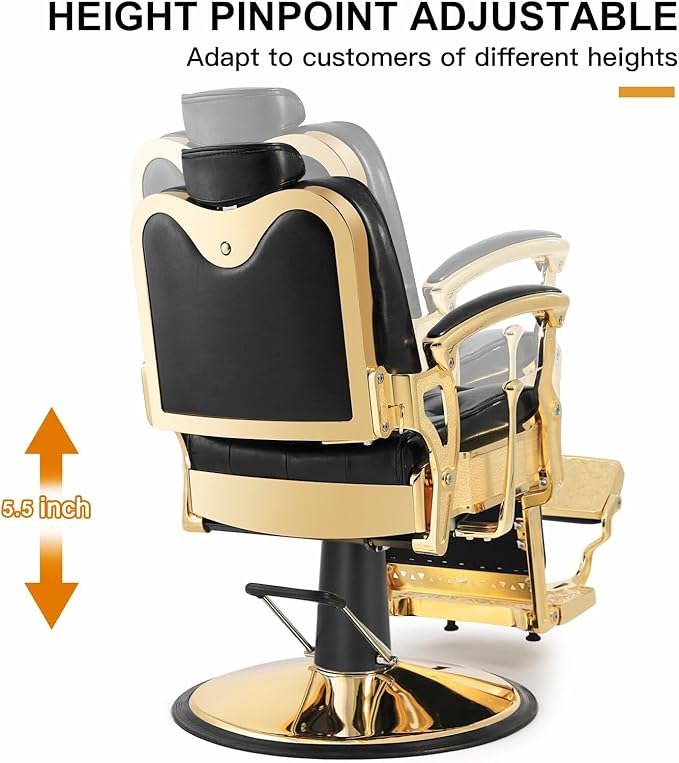 Artist hand Barber Chair Salon Chair Spa Equipment Vintage Heavy Duty Barber Chair(Gold)