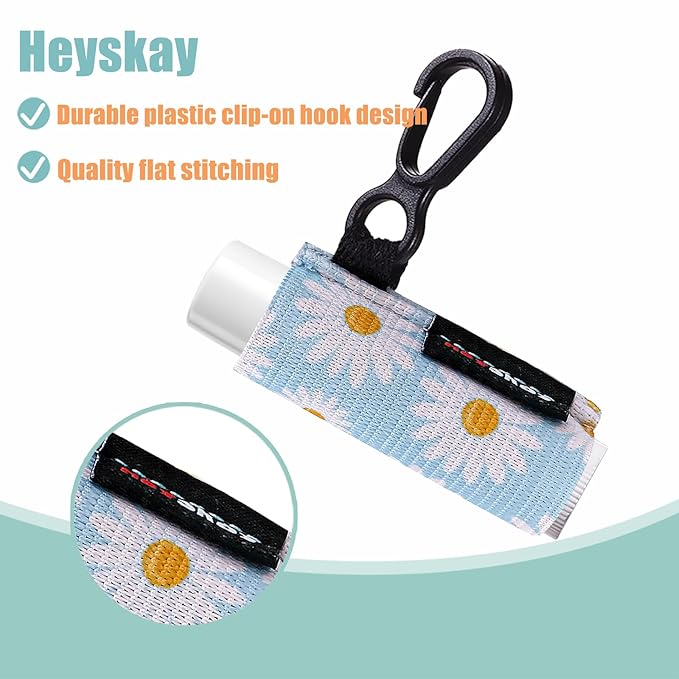 HEYSKAY 8PCS Lip Balm Keychain Holder Compatible with Chapstick, Stocking Stuffers Gifts Keychain Lip Gloss Holder Key Chain Lipstick Holder Sleeve