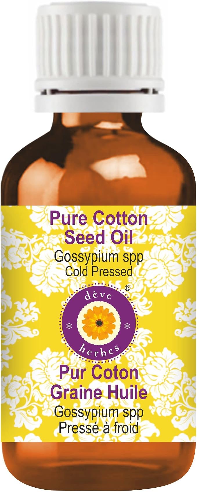 Deve Herbes Cotton Seed Oil (Gossypium spp) | Cold Pressed | Pure | Natural | Undiluted | For Diluting Essential oils | For Skin & Massage | Non-Sticky | Lightweight | Men & Women | 100ml (3.38 oz)