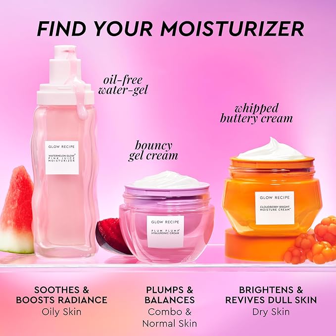 Glow Recipe Pink Juice Water Gel Moisturizer Travel Size, Korean Gel Moisturizer for Glass Skin, Oil-Free Hydrating Hyaluronic Acid Face Moisturizer for Oily Skin, Non-Comedogenic, Long-Lasting (25ml)