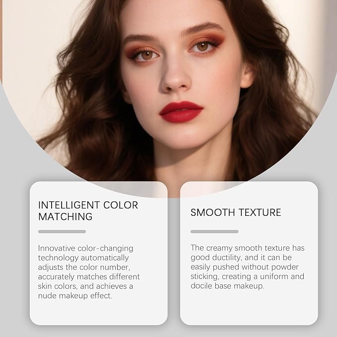 Color Changing Foundation Stick, Medium to Full Coverage Cream Stick Hydrating Makeup, Dual-Ended with Soft Brush for Flawless Look, Portable & Travel-Friendly (Dark Skin)