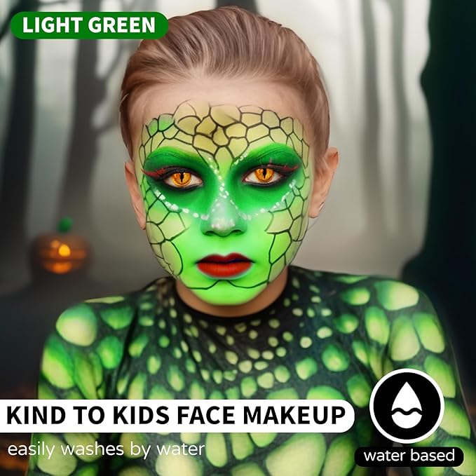 Go Ho Amazon Green Face Paint Stick,Water Based Cream Body Paint Washable,Highly Pigmented,Smooth and Safe for Skin,Halloween Costumes Cosplay SFX Hulk Witch Green Makeup