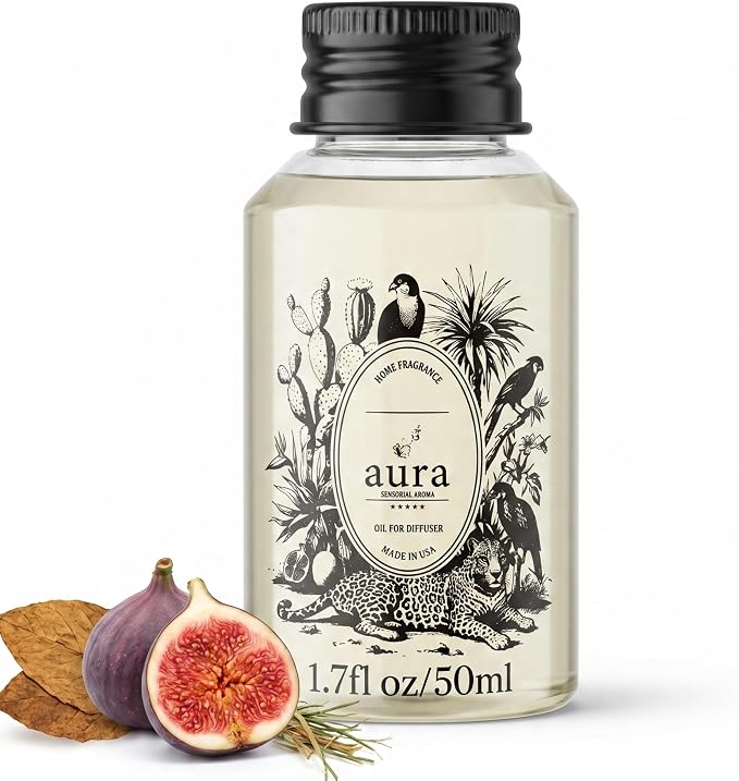 A U R A - Monaco Fragrance Oil for Waterless Scent Diffuser - Inspired by L.Labo-Noir | (1.7 fl oz, 50 ml) Pure Essential Oil Blends for Aromatherapy Diffuser & Hotel Collection Oil Diffuser
