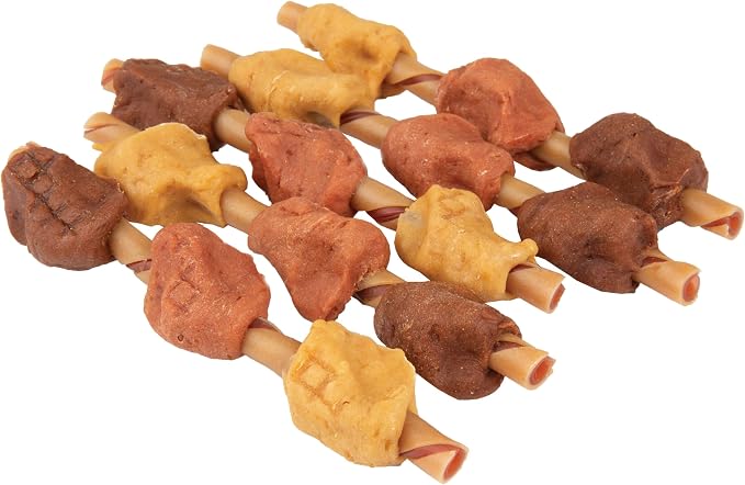 SmartBones Kabobz Rawhide-Free Dog Treat, Chicken, Pork, Duck, 12 Count | Highly Digestible, Vitamin & Mineral Enriched, Supports Dental Health, For Adult Dogs