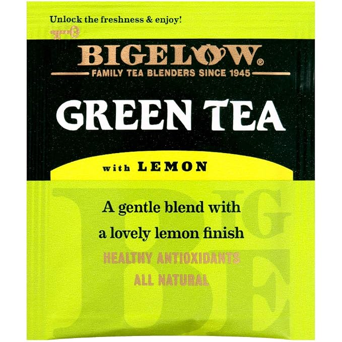 Bigelow Green Tea with Lemon Tea Bags 28-Count Box (Pack of 1) Green Tea Bags with Lemon Peel and Natural Flavors Rich in Antioxidants
