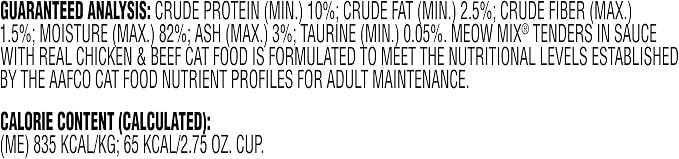 Meow Mix Tenders in Sauce, Wet Food with Real Chicken & Beef, 12 Cups