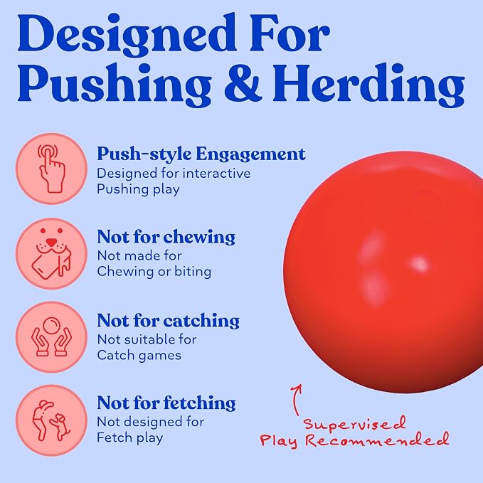 Doggie Dooley Virtually Indestructible Dog Ball - 10 Inch Hard Plastic Interactive Dog Toy for Large Breeds Over 45+ lbs - Built for Herding & Push Play - Floats in Water, Made in USA - Red