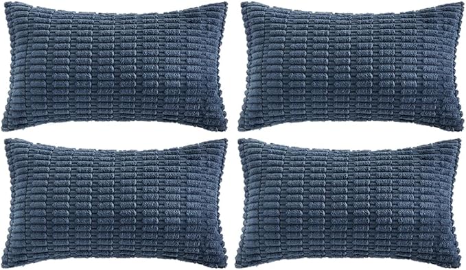 Fancy Homi 4 Packs Decorative Throw Pillow Covers for Living Room Couch Bed, Modern Farmhouse Boho Home Décor Accent Cushion Case, 20" x 12", Dusty Blue