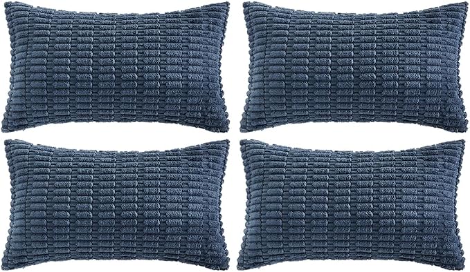 Fancy Homi 4 Packs Decorative Throw Pillow Covers for Living Room Couch Bed, Modern Farmhouse Boho Home Décor Accent Cushion Case, 24" x 14", Dusty Blue