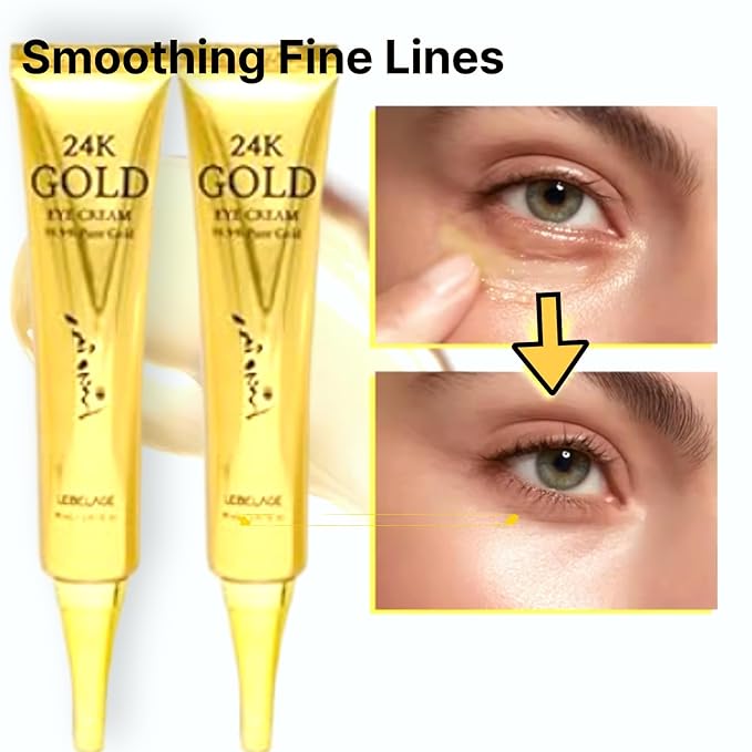 LEBELAGE 24K Gold Eye Cream [2 Pack] - K-Beauty Anti-Aging Korean Skincare with Pure Gold - Firming & Hydrating Under Eye Cream for Dark Circles, Puffiness and Wrinkles (1.35 fl.oz x 2)