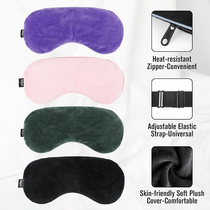 BeHoomi Heated Eye Mask, Weighted Sleep Mask Warm Compress for Eyes, Cooling Eye Mask for Sleeping, Reusable Eye Masks for Home, Office, Hot and Cold for Eye Relaxation, Mothers Day Gifts (Black)