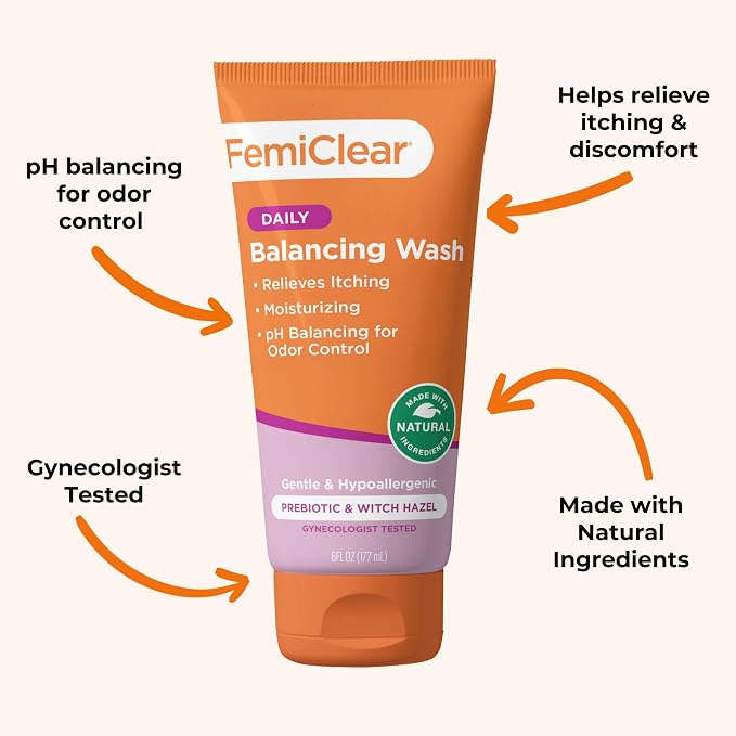 FemiClear Daily Balancing Feminine Wash, Soothing & Cleansing, 6 fl oz, Pack of 2