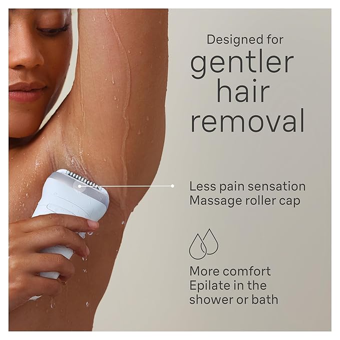 Braun Silk-épil 7 Epilator, Wet and Dry, Wide Head, Includes Venus Intimate Razor, Shaver Head and Trimmer Comb, SE7-141