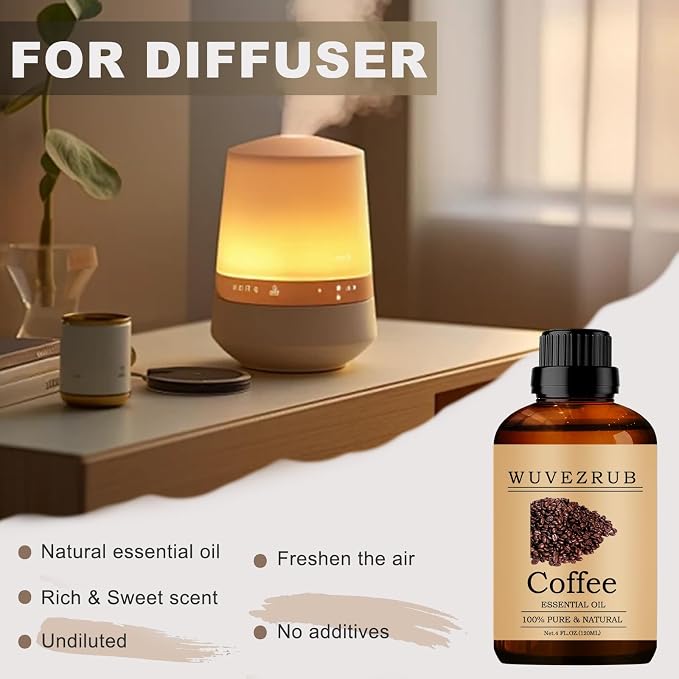 Coffee Essential Oils, 120ML 100% Pure and Natural Essential Oil for Aromatherapy Diffuser - Coffee / 4 Fl Oz