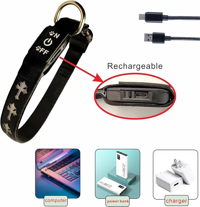Light Up Glow Dog Collar with Chinese Style AirTag Holder