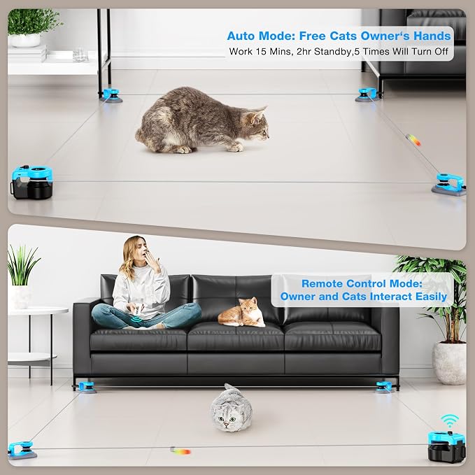 Interactive Cat Toy for Indoor Cats with Remote-Sky Blue
