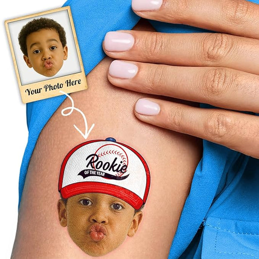Custom Baseball Temporary Tattoos for Kids - Personalized Pre-Cut Face Photo Tattoos - Fun Birthday Party Favors for Boys, Baseball Fans - Set of 20 Unique Celebration Gifts