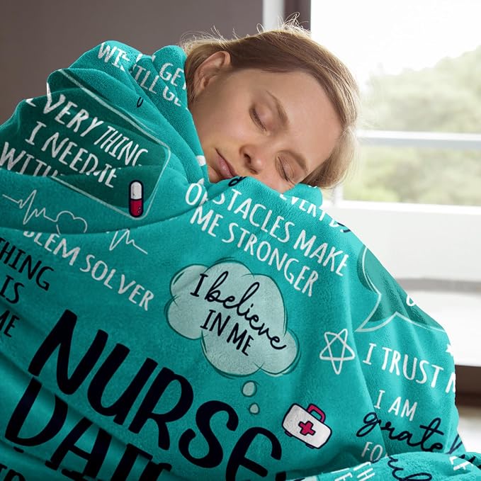Craftique Nurse Gifts for Women Men- Nurse Blanket with Daily Affirmations | LPN RN Gifts for Nurses, Appreciation/Graduation/Christmas/Birthday Gifts for Nurse, Nursing School, Nurses Week/Day, Soft