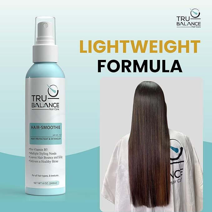 TRU-BALANCE Hair-Smoothie – Best Leave-in, Heat Protectant & Hair Detangler Spray with Vitamin E, Coconut Oil and Vitamin B-5 | Perfect Treatment and Prep for Your Hair's Awesome Styling - 8 oz