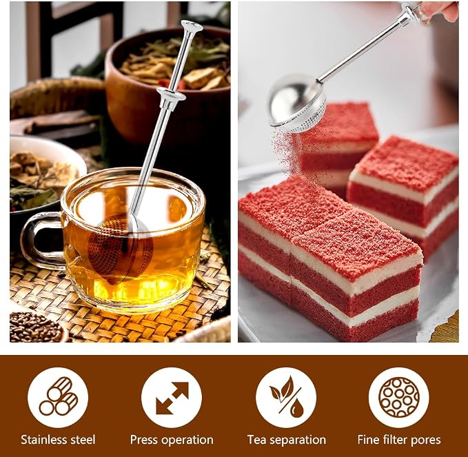 Tea Ball For Loose Leaf Tea, 2pcs Tea-Infuser With Spoon And Handle Stainless Steel Fine Mesh Ball Filter Snap Ball-Tea Strainer(3pcs)