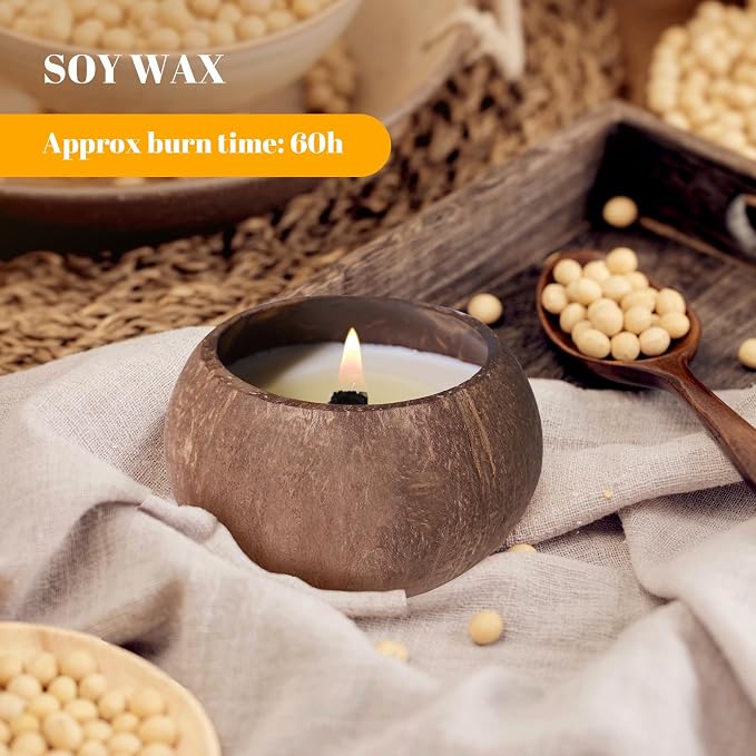 Gardenia Scented Candle, 60-Hour Burn – Natural Soy Wax, Handmade Coconut Shell, Clean Cotton Wick, Gift-Ready for Home & Relaxation (Floral Elegy Gardenia)