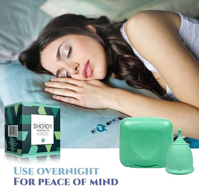 SHORDY Menstrual Cups - Small Reusable Period Cup for Teens & Women (Green) | Light flow, 100% medical grade silicone, 12 hr comfort, Disc & tampon alternative, Feminine care, Copa menstrual para mujer