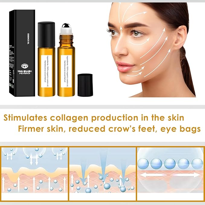 Roller Ball Castor Oil Applicator, Castor Oil Frankincense Rollerball, Rollerball Castor Oil for Eyes, Dark Circles, Puffiness, and Fine Lines