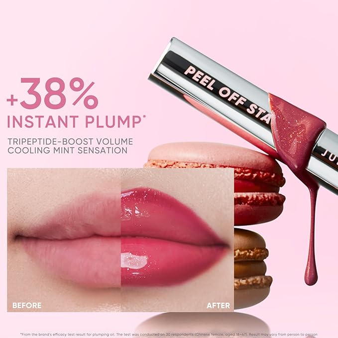 JUDYDOLL Peel Off Stain and Plumping Oil Duo - Long-Lasting Lip Stain with 3D Plumping Gloss, Hydrating and Non-Sticky Formula, Macaron-Inspired Lipstick (#05 Coco Bronze)