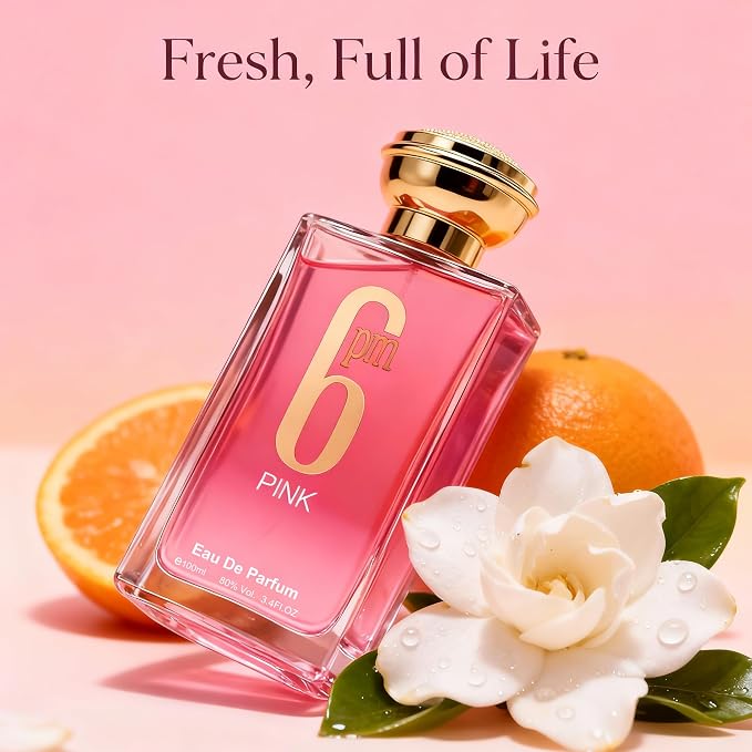 A CENTER 6pm Pink Women's Cologne-Style Perfume | 100ml Soft Floral Eau de Parfum | Gentle Musk & Woody Scent Gift for Her