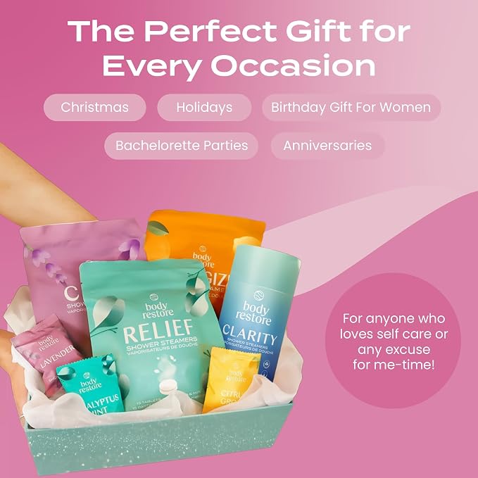 Body Restore Shower Steamers Aromatherapy 15 Pack – Fathers Day Gift for Dad, Birthday Gifts for Women & Men, Spa Stress Relief & Relaxation Self Care Gifts – Premium Rose Essential Oil Tablets