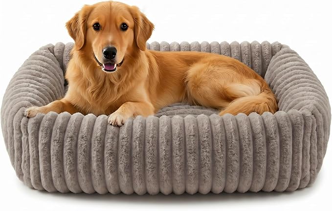 FURTIME Medium Dog Beds for Medium Dogs Washable, Orthopedic Dog Bed, Rectangle Warming Soft Calming Sleeping Puppy Bed Durable Pet Bed with Anti-Slip Bottom