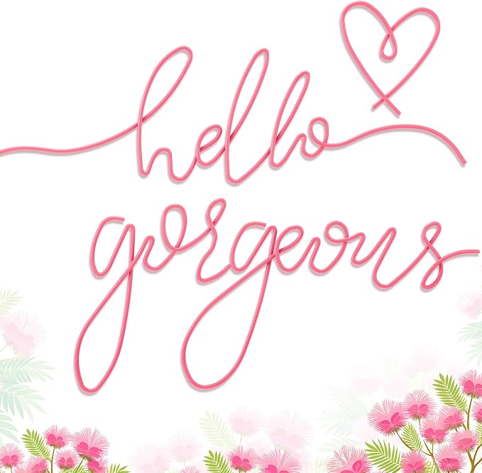 Hicarer Metal Hello Gorgeous Wall Art Minimalist Wall Decor,Pink,Classic | for Bedroom Bathroom Living Room Dressing Room Salon Vanity Office Home Decoration, Easy to Install