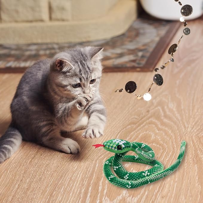 Andiker Catnip Toy, 31.5 inches Stuff Snake Interactive Snake Toy for Cats to Chew and Scrab (Orange)