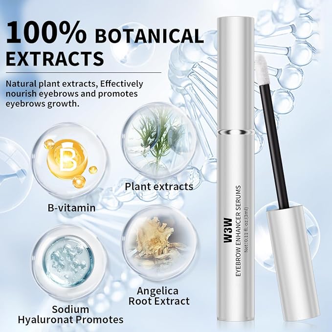Natural Eyebrow Growth Serum To Grow Brows for Women, Fuller, Thicker, Longer Brows, 3ML Plant Extracts Enhancer, Visible Growth in 4 Weeks, Vegan & Cruelty-Free