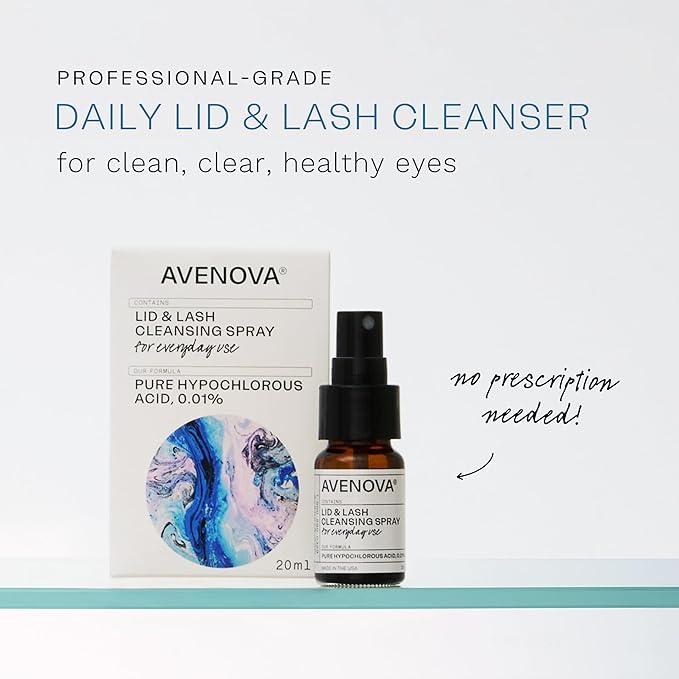 Avenova Eyelid and Eyelash Cleanser Spray - 20ml Bottle, 3-Pack - Gentle Everyday Pure Hypochlorous Acid Spray for Eye Irritation
