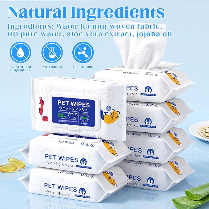Irenare 13 Pack / 1040 Count Pet Wipes for Paws Butt, 5 x 7 in for Travel