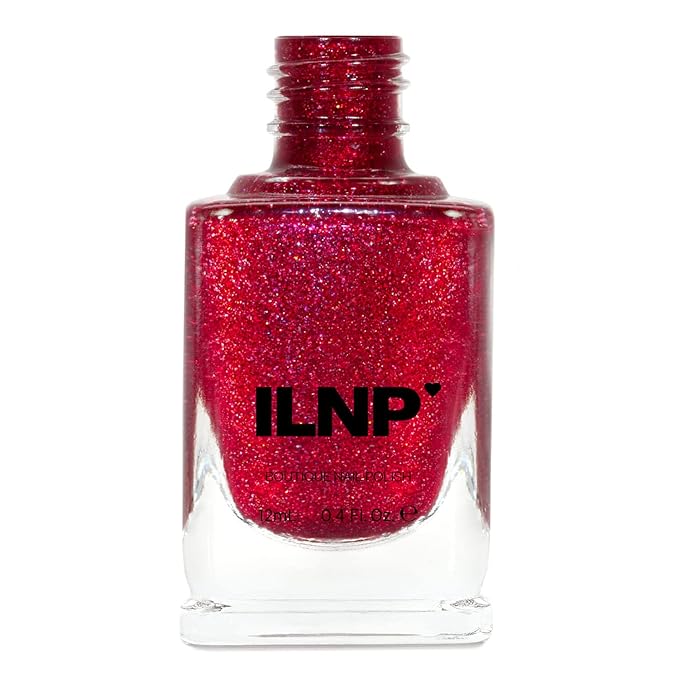 ILNP Say Love - Ruby Red Holographic Nail Polish, Chip Resistant, 7-Free, Non-Toxic, Vegan, Cruelty Free, 12ml