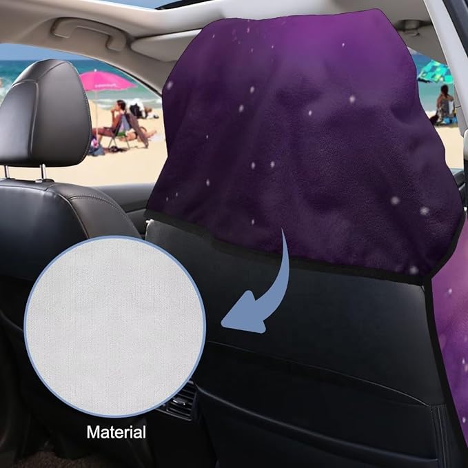 INSTANTARTS Purple Butterfly Towel Car Seat Covers Sports Car Towel Mat for Yoga and Travel