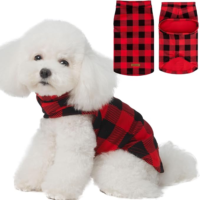 Cat Sweater Warm Fleece Pet Clothes for Cats Only | Soft Cat Vest Puppy Hoodie Coat, Fall Cold Winter Sweatshirt Pullover Clothing also for Small Dogs, Red Black L
