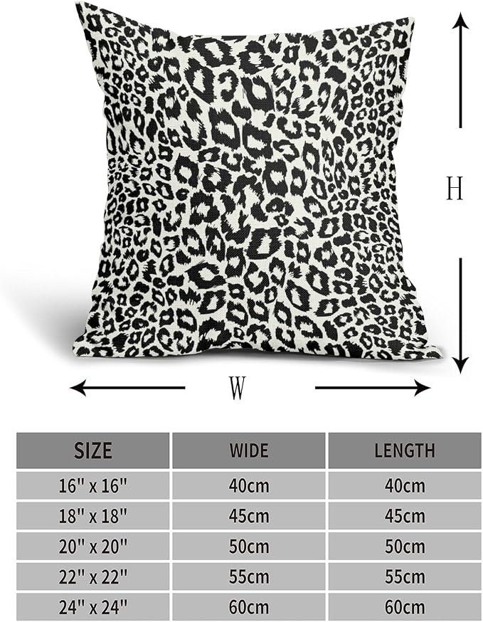 Black White Leopard Print Pillow Covers 18X18 Inch Set of 2 Cheetah Animal Spots Decorative Pillow Cases Preppy Chinoiserie Linen Cushion Case Farmhouse Home Decor for Sofa Couch Porch Outdoor