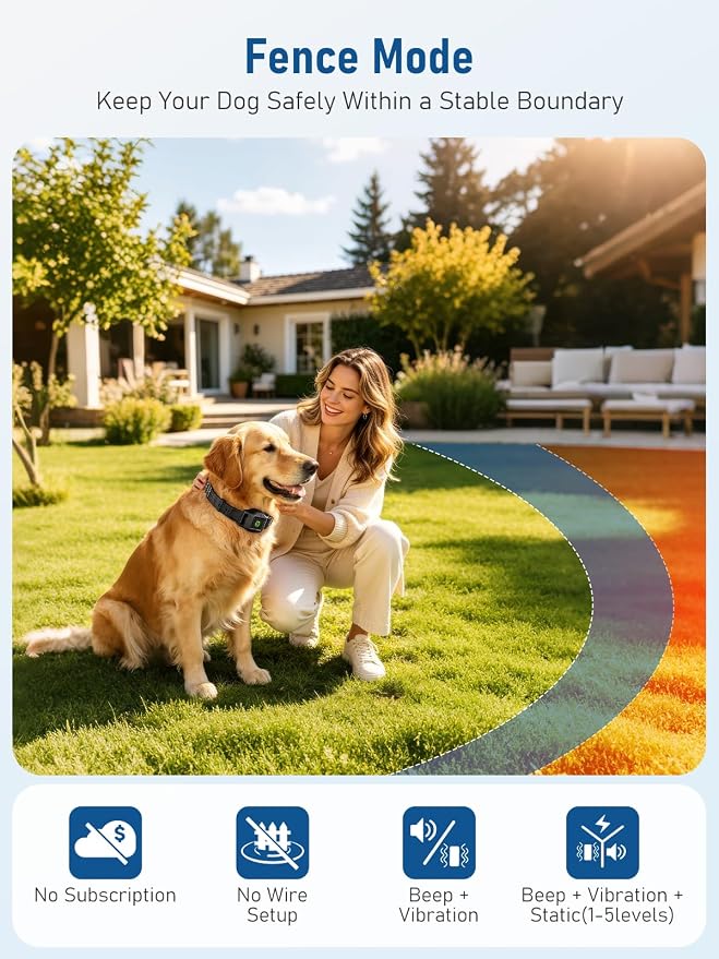 2-in-1 GPS Wireless Dog Fence & Training Collar System for Dogs 20+ lbs