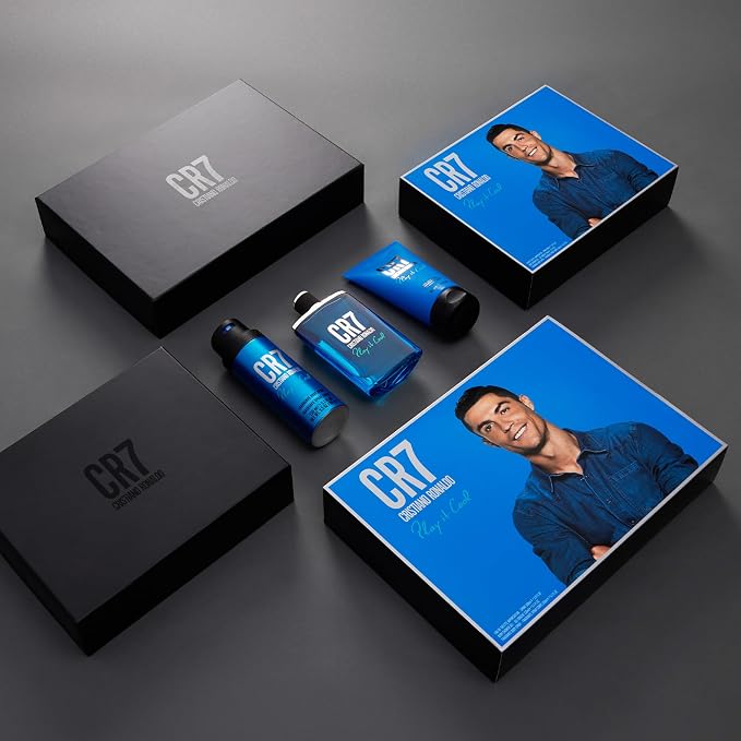Play It Cool by Cristiano Ronaldo for Men - 3 Pc Gift Set 3.4oz EDT Spray, 5.1oz Shower Gel, 4.1oz Body Spray