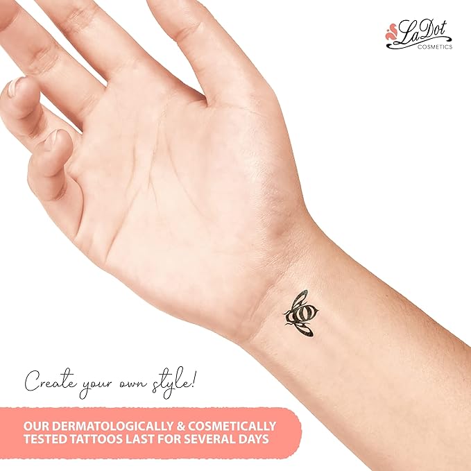 LaDot Temporary Tattoo Stamp– Easy-to-Use Reusable Ceramic Skin Stamp for Creating Custom Temporary Tattoos – Fun Body Art Tool for Parties, Events, and Festivals (Bee, Small)